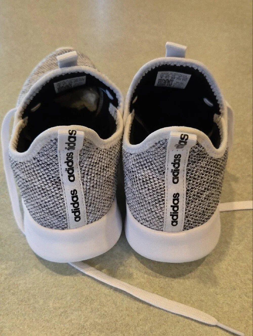adidas Cloudfoam Pure Running Shoes White Black Oreo Knit Women’s Size 8